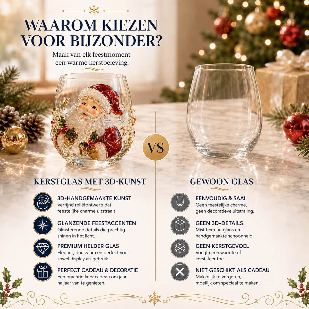 Luxe Kerstglazen Collectieset | Breng de magie van kerst naar je tafel