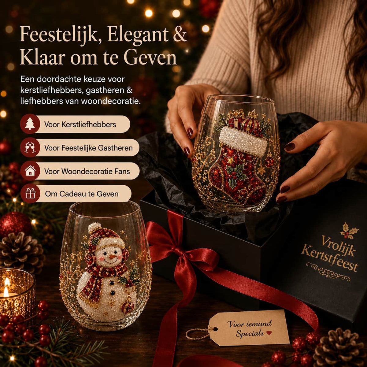 Luxe Kerstglazen Collectieset | Breng de magie van kerst naar je tafel