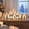 🦌 2-delige kerstdecoratie met hertenbos en kerstdorp | Sfeervolle winterdecoratie
