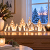🦌 2-delige kerstdecoratie met hertenbos en kerstdorp | Sfeervolle winterdecoratie
