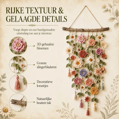 Gehaakte Bloemen Wanddecoratie