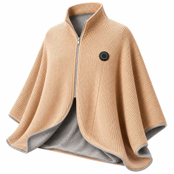 Beige gebreide verwarmde ponchodeken.jpg