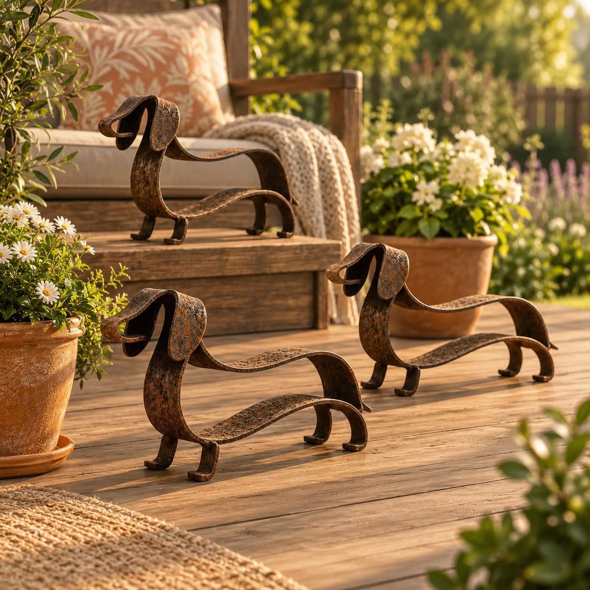 Metalen Teckel Sculptuur | Vintage Hondendecoratie