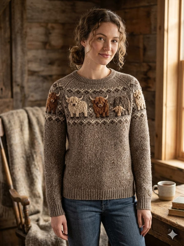 • Dames Fair Isle Trui met Dierendesign