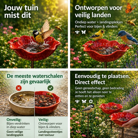 Bloemvormig Vogelbadje | Maak van je tuin een paradijs voor vogels