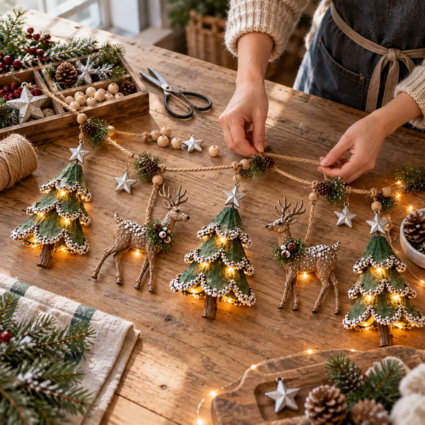 Handgemaakte Kerstslinger met Lichtjes