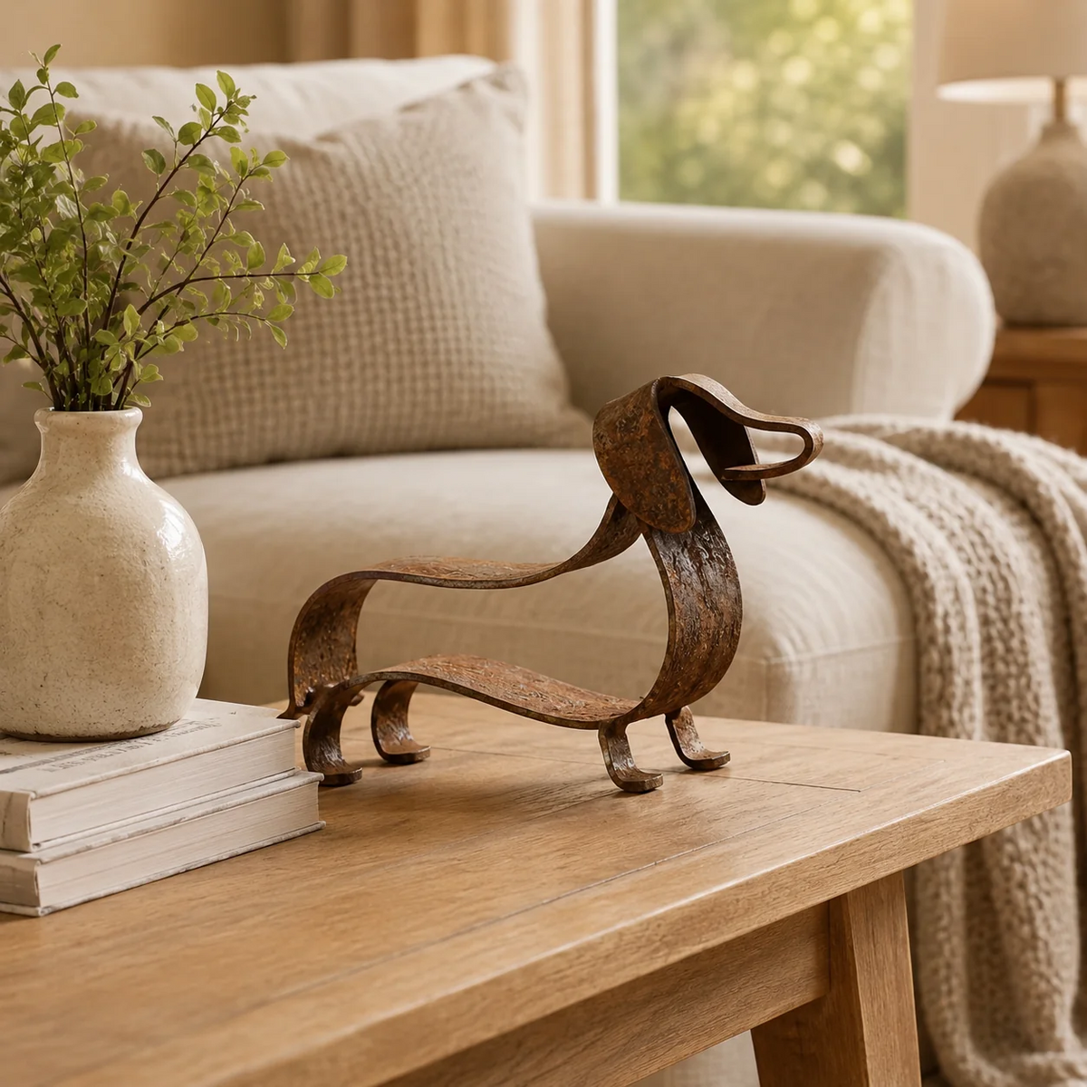 Metalen Teckel Sculptuur | Vintage Hondendecoratie