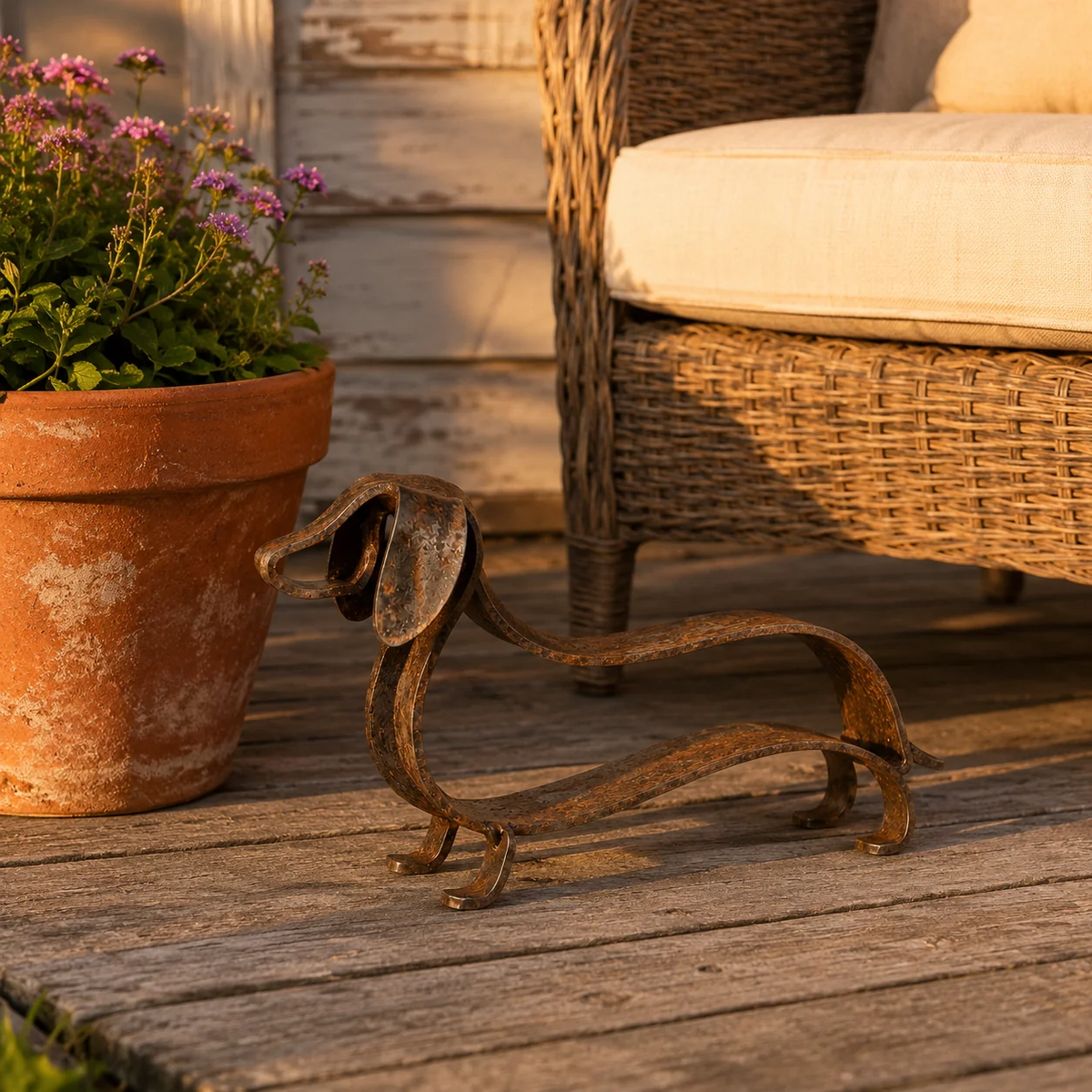 Metalen Teckel Sculptuur | Vintage Hondendecoratie
