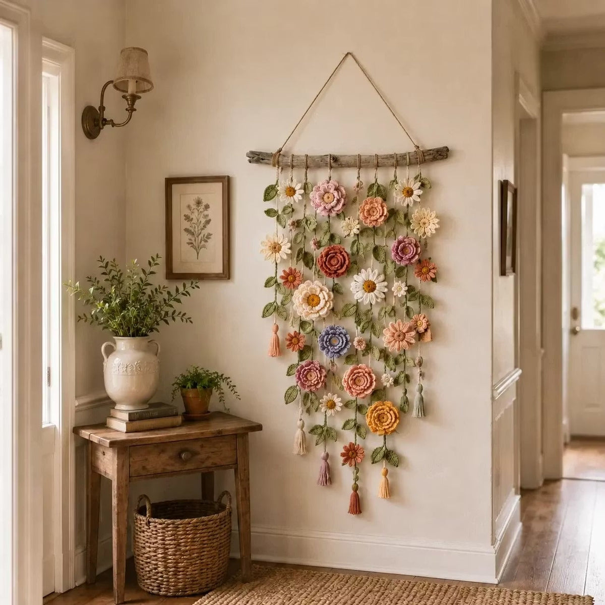 Gehaakte Bloemen Wanddecoratie