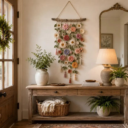 Gehaakte Bloemen Wanddecoratie