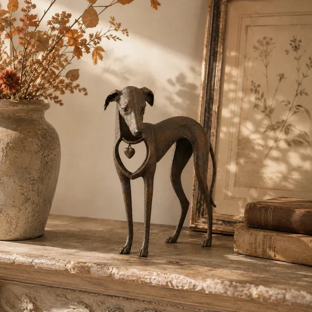 Metalen Windhond Sculptuur | Vintage Hondendecoratie